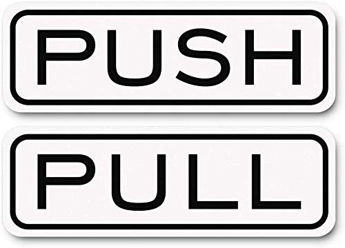 SUQ I OME Push Pull Door Horizontal Stickers Sign  1 Pair 5x2 in Classic Horizontal Push Pull Door Sign White - Medium