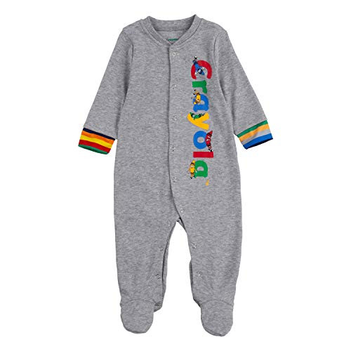Crayola Baby Long Sleeve Footed Coverall Bodysuit Grey Heather 9M