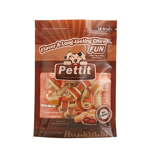 Pettit No Rawhide Peanut Butter Flavor Dog Chews Real Chicken Dog Bones Treats for Medium and Large Dogs16 Mini Pettit No Rawhide Peanut Butter Flavor Dog Chews Real Chicken Dog Bones Treats for Medium and Large Dogs16 Mini