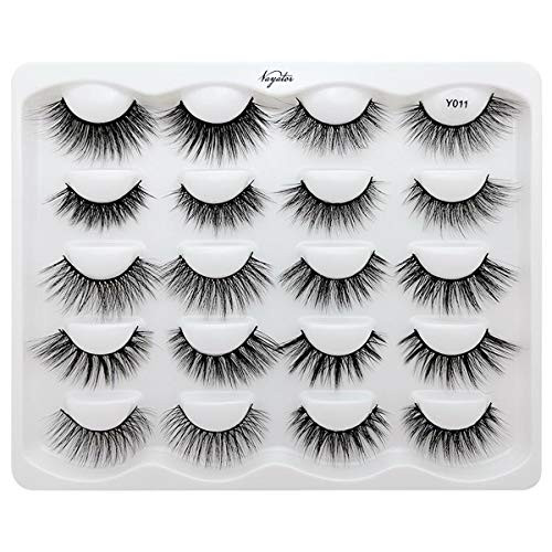 Vayator 10 Pairs 3D Mink Lashes Natural False Eyelashes Dramatic Volume Fake Lashes Makeup Eyelash Extension Silk Handmade Eyelashes Y011
