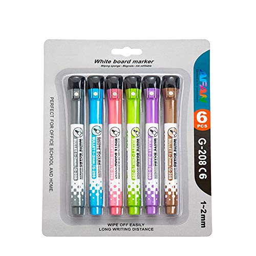 AFAN WhiteBoard Dry Erase Pen-6 Pack Fine Tip Magnetic Dry Erase Pen Color Whiteboard Dry Erase Markers Suitable For Teachers School Home Office Whiteboard Marking