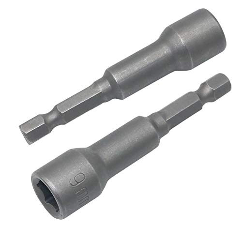 Hex Shank Magnetic Nut Driver Power Screw Drill Bits Socket Wrench Tools 2Pcs 9mm
