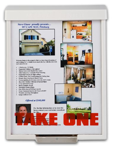 White Snap Shut Brochure Box Brochure Holder Flyer Box Outdoor Realtor Style Info Box Realtor Supplies Real Estate Marketing