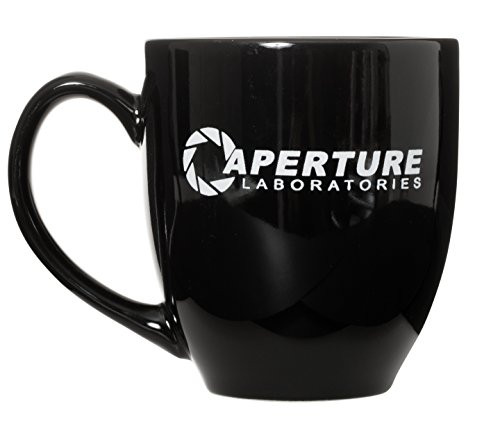 Aperture Laboratories Portal Mug - 15oz Deluxe Double-Sided Bistro Coffee Tea Mug (Black)