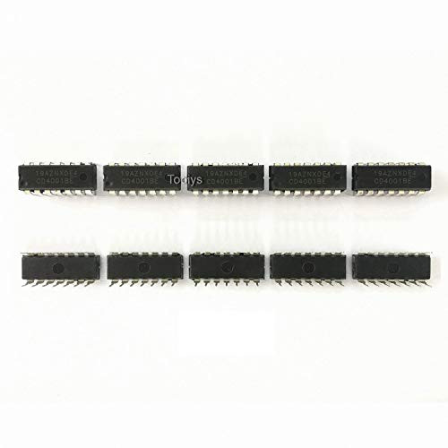 Todiys New 10Pcs for 4001 CD4001 DIP-14 CMOS Quad 2-Input NOR Gate IC Chip CD4001BE