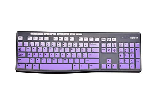 KeyCover - Ultra Thin Keyboard Cover Compatible with Logitech K200 K260 K270 MK200 MK260 MK270 MK275 Keyboard - Gradual Purple