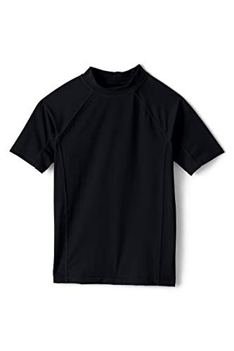 Lands End Boy Solid Short Sleeve Rashguard Black Little Kid Medium