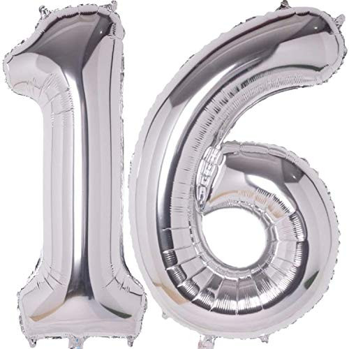 Birthday Number Balloons Silver 40 Inch Mylar Foil Number 16 Balloons Birthday Party DecorationsDigital 16