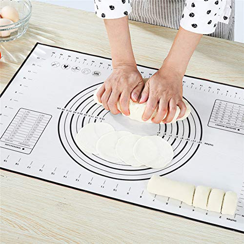 Silicone Pastry Mat Large Non Stick Extra Thick Baking Mat with Measurement Dough Rolling MatOven Liner Pie Crust Mat-Black 16W24L