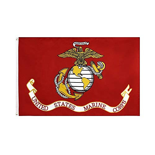 BirchRiver 3x5 US Marine Corps Flag- Red Vivid Color and UV Fade Resistant - Strong Header and Double Stitched  United States Military USMC Banner Polyester with Brass Grommets