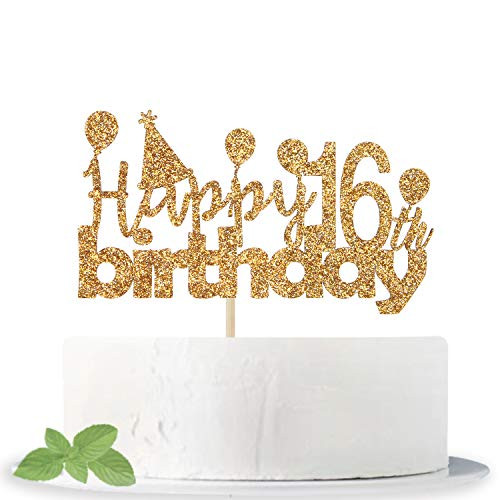 Gold Glitter Happy 16th Birthday Cake Topper - Hello 16 - Cheers to 16 Years - Im 16 Bitches - Happy 16th BirthdayAnniversary Party Decoration Supplies Gold Glitter Happy 16th Birthday Cake Topper - Hello 16 - Cheers to 16 Years - Im 16 Bitches - Happy 16th BirthdayAnniversary Party Decoration Supplies