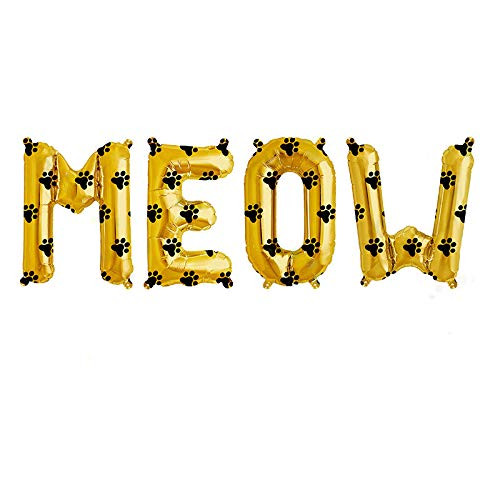 16 Inch Gold Meow Inflatable Letter Foil Balloons for Pet Cat Birthday - Kitten First Birthday Party Decorations 16 Inch Gold Meow Inflatable Letter Foil Balloons for Pet Cat Birthday - Kitten First Birthday Party Decorations