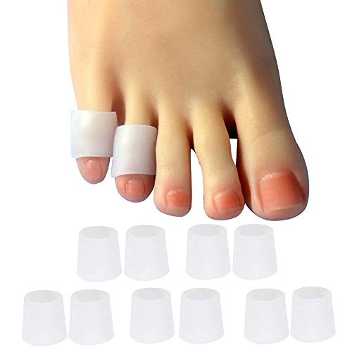 Hoogoo 10 Pack Pinky Toe Sleeves Protectors Toe Covers Protect Toe from Rubbing Ingrown Toenails Corns Blisters Hammer Toes and Other Painful Toe Problems