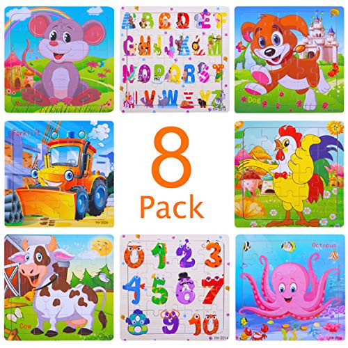 Kangler Wooden Jigsaw Puzzles Set for Kids Age 3-6 Year Old 20 Piece Animals Colorful Wooden Puzzles for Toddler Children Learning Educational Puzzles Toys for Boys and Girls 8 Puzzles Kangler Wooden Jigsaw Puzzles Set for Kids Age 3-6 Year Old 20 Piece Animals Colorful Wooden Puzzles for Toddler Children Learning Educational Puzzles Toys for Boys and Girls 8 Puzzles