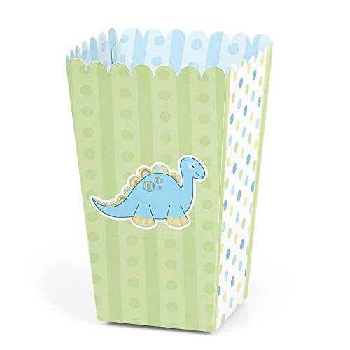 Baby Boy Dinosaur - Baby Shower or Birthday Party Favor Popcorn Treat Boxes - Set of 12