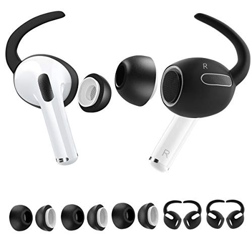 MioHHR Airpods pro Memory Foam Ear Tips Noise Reduction Replacement and Silicone Anti-Slip Hooks Cover Accessories for Apple AirPods 3 Fit Charging Case Storage Pouch 3 Pair S Tips 2 Pair Hooks
