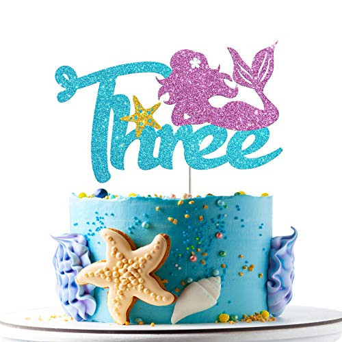 Mermaid Three Cake Topper Happy 3rd Birthday Cake Decor Im Three Sign Little Mermaid Birthday Party Decoration Supplies Daughter of the Sea Under the Sea Themed Ocean Themed Mermaid Three Cake Topper Happy 3rd Birthday Cake Decor Im Three Sign Little Mermaid Birthday Party Decoration Supplies Daughter of the Sea Under the Sea Themed Ocean Themed