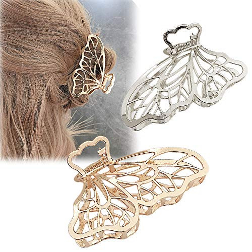 2 Pcs Hair Claw Clips 3_2 Inch Non slip Large Girls Butterfly Jaw Clips Hair Clamps Fashion Barrettes Claw Clips Hair Accessories for Girls and Women Strong Hold for Thick or Thin Hair