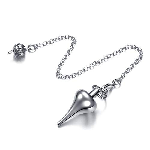 Top Plaza Silver Metal Copper Pendulum for Divination Healing Wicca Dowsing Spiritual Answers Energy Balancing Pointed Cone Pendant Pendulum Necklace