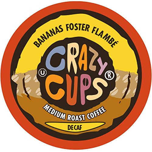 Crazy Cups Flavored Decaf Coffee, for the Keurig K Cups Coffee 2.0 Brewers, Decaf Bananas Foster Flambe, 22 Count Crazy Cups Flavored Decaf Coffee, for the Keurig K Cups Coffee 2.0 Brewers, Decaf Bananas Foster Flambe, 22 Count