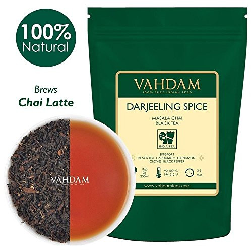 VAHDAM, Darjeeling Spiced Masala Chai Tea (50 Cups) | 100% NATURAL SPICES | Darjeeling Tea, Cardamom, Cinnamon, Clove, Pepper | Spiced Chai Tea Loose Leaf | Brew As Hot, Iced Tea or Chai Latte |3.53oz