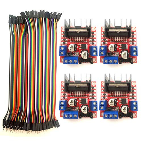 4pcs L298N Controller Board Module Dual H-Bridge 3pcs Dupont Connector Cables for Arduino Smart Car Power UNO MEGA R3 Mega2560 Motor Driver Stepper DC Motor