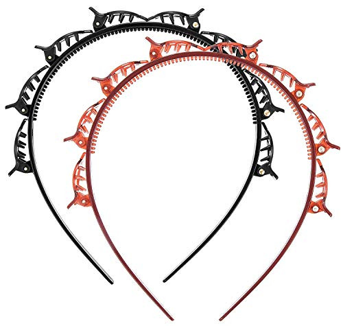 Double Bangs Hairstyle Hairpin Headband Korean Braided Headbands for Women Double Layer Twist Plait Headband Hair Tools Multi-layer hollow woven headband Headband with Alligator ClipBlackCoffe