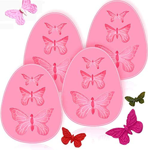 Fondant Moulds Silicone Fondant Candy Cake Baking Mould Non-stick DIY Tool Chocolate Mold Candy Cake Baking Fondant Moulds for BirthdayParty Cake Decoration Made 4PCS