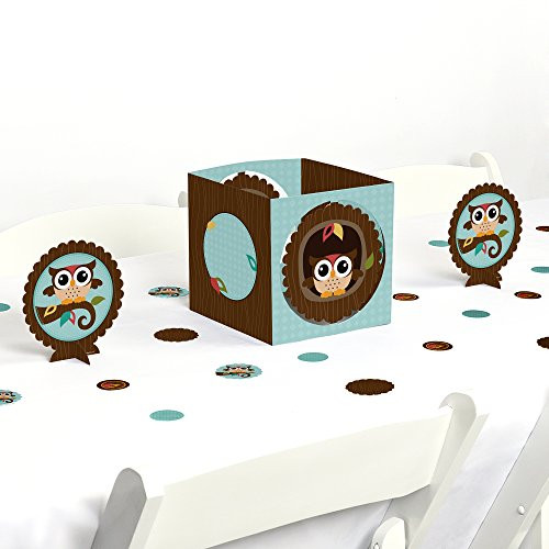 Big Dot of Happiness Owl - Baby Shower or Birthday Party Centerpiece & Table Decoration Kit