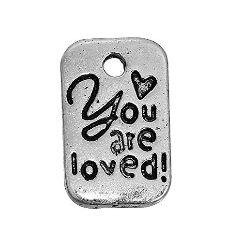 JGFinds Carved Message Charm Pendants 45 Pack inchYou are Loved 11mm 38 x 7mm 14