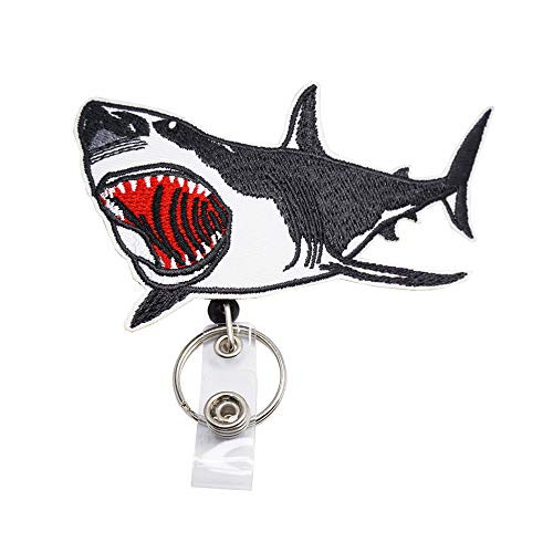 Shark Badge Reels Retractable with Alligator Clip and Key Ring 24 inches Thick Pull Cord