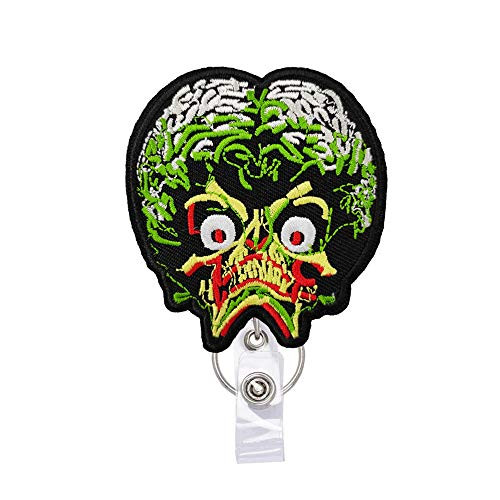 Mars Attacks Martian Head Badge Reels Retractable with Alligator Clip and Key Ring 24 inches Thick Pull Cord