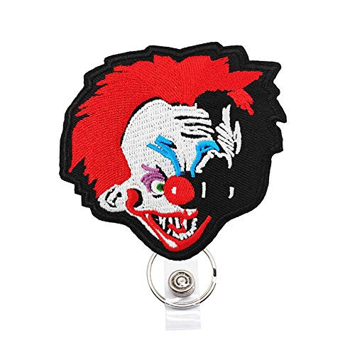 Clown Face Badge Reels Retractable with Alligator Clip and Key Ring 24 inches Thick Pull Cord