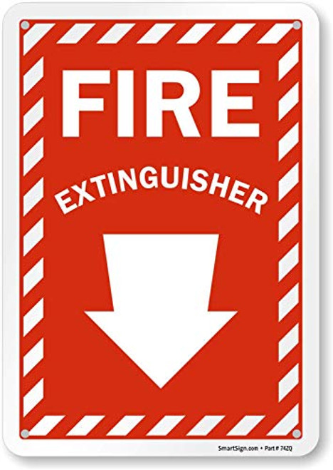 SmartSign inchFire Extinguisher Sign with Down Arrow  7 x 10 Plastic