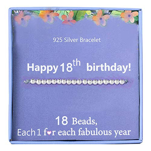 18th Birthday Bracelet Gifts for Girls Sterling Silver Beads bracelet for 18 Years Old Girls Jewelry Gifts for Her Little Girl Gift Idea