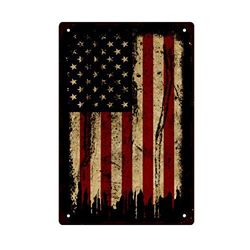 JOYMIN Vintage Tin Sign - USA American Flag Retro Poster Plaque Metal Sign Wall Decor for Kitchen Bar Pub Farm House 12 X 8
