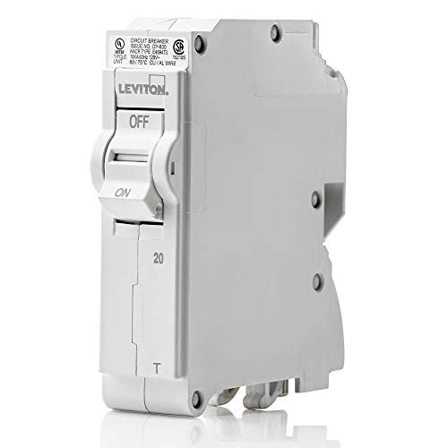 Leviton LB120-T 20 Amp 1-Pole Plug-on Standard Branch Circuit Breaker 120240 VAC White