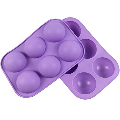 6 Holes Sphere Silicone Molds for Chocolate Bombs Cake Jelly Pudding Dome Mousse Handmade Soap Round Silicone Baking Molds 2 Pack