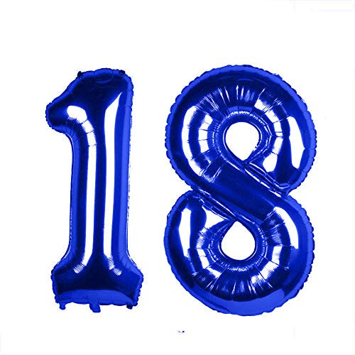 AimtoHome 40 Inch Blue 18th Birthday Number Balloons 18 Foil Mylar Balloon for Birthday Anniversary Party Decoration AimtoHome 40 Inch Blue 18th Birthday Number Balloons 18 Foil Mylar Balloon for Birthday Anniversary Party Decoration