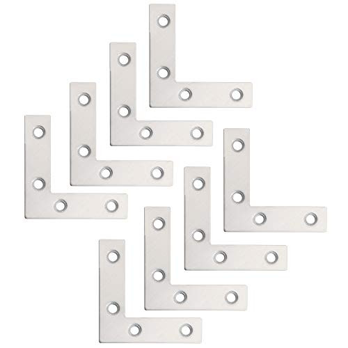 Alise Stainless Steel L Flat Shape Repair Mending Plate Joining Bracket Support Brace 60mm x 60mm8 Pcs Silver
