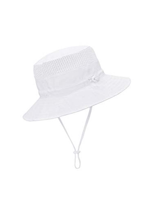 Kids Sun Hat Baby Summer Hat UPF 50 Bucket Sun Hat Baby Boy UV Sun Protection Hats Toddler Beach Hat Chin Strap White 4-8 Years