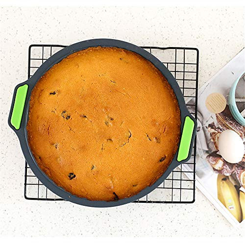 Silicone Round Cake Pan 9 Inch Bakeware Cake Mold Bread Pans for Baking Reusable Large Baking Pans Quick Release Baking Pans for Layer Cakes Cheese Cakes Rainbow Cakes and Chiffon Cakes Grey