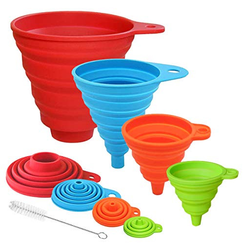 4Pcs Kitchen Funnels for Filling Bottles Canning Food Grade Silicone Collapsible Funnel Set Large Funnel for Wide Mouth Jar SmallMini Funnel for Transfer Oil Powder 4Pcs Kitchen Funnels for Filling Bottles Canning Food Grade Silicone Collapsible Funnel Set Large Funnel for Wide Mouth Jar SmallMini Funnel for Transfer Oil Powder