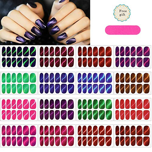 CHANGAR Cat Eye Nail Wraps 16 Sheets Full Nail Polish Strips Glitter Nail Polish Stickers Self-Adhesive Full Cover Nail Decal Strips for Women Girls Manicure Nail Art DIY CHANGAR Cat Eye Nail Wraps 16 Sheets Full Nail Polish Strips Glitter Nail Polish Stickers Self-Adhesive Full Cover Nail Decal Strips for Women Girls Manicure Nail Art DIY