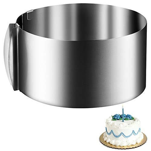 Cyimi Adjustable Cake Mould Rings Stainless Steel 6 to 12 Inch Cake Mousse Ring Thickened Cake Ring Mold for Baking Round