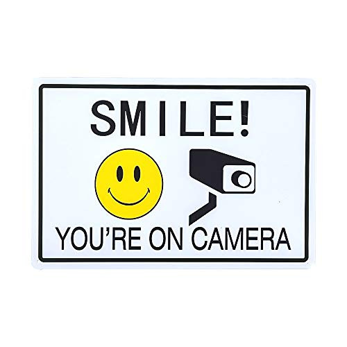 dojune-Smile Youre On Camera Sign IndoorOutdoor Sign Video Surveillance Warning Signs for Home and Business Security CameraCCTV 8 x 12