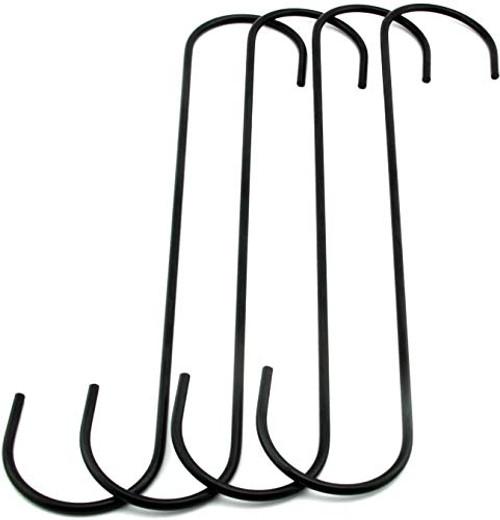 Fansunta 8 Pack Extra Large S Hooks Black Heavy Duty Plant Hanging Hooks Long S Shaped Extension Hooks for Kitchenware Pots Utensils Plants Wardrobe Gardening Tools Clothes 11_8 30cm