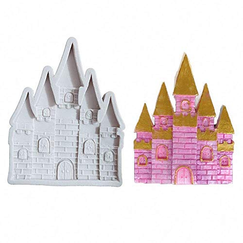 Fairytale Castle Silicone Fondant Mold Cake Crafts Decorating Tool Chocolate Candy Sugar Craft Gum Paste Mold for Wedding Cake Decoration Polymer Clay Epoxy Resin Mold