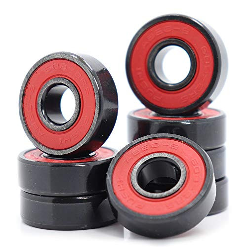 608RS Bearing 8x22x7mm ABEC-9 Red Sealed with Grease Ball Bearings High Speed 608-2RS for Skateboard Pick of 8 Pcs