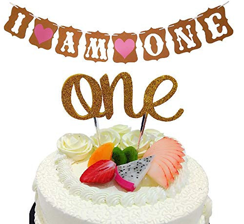 Hongkai I AM ONE Banner and ONE Cake Topper 1st Birthday Decorations Highchair Banner Party Decoration One High Chair Sign Baby First Birthday Supplies Hongkai I AM ONE Banner and ONE Cake Topper 1st Birthday Decorations Highchair Banner Party Decoration One High Chair Sign Baby First Birthday Supplies